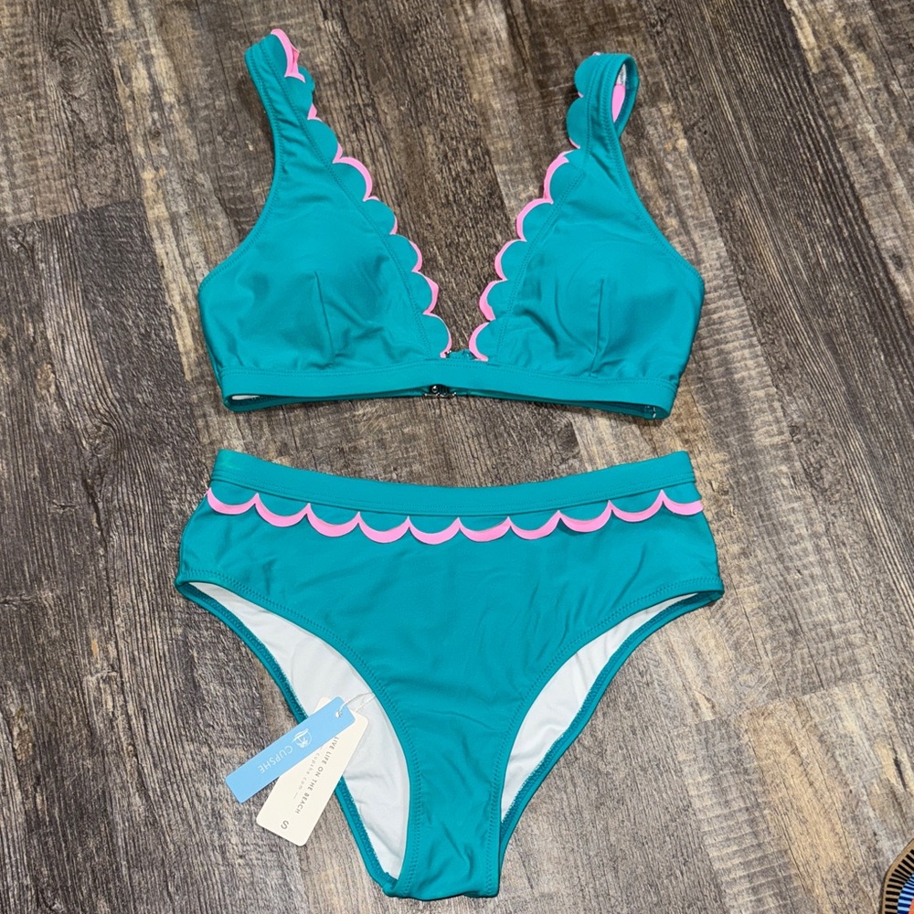 Cupshe Teal and Pink Women’s Bikini size small. NWT